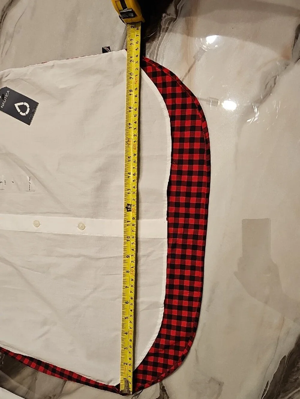Kid's Contrast Red Plaid Trim White Button-Up Shirt - Picture 6 of 8